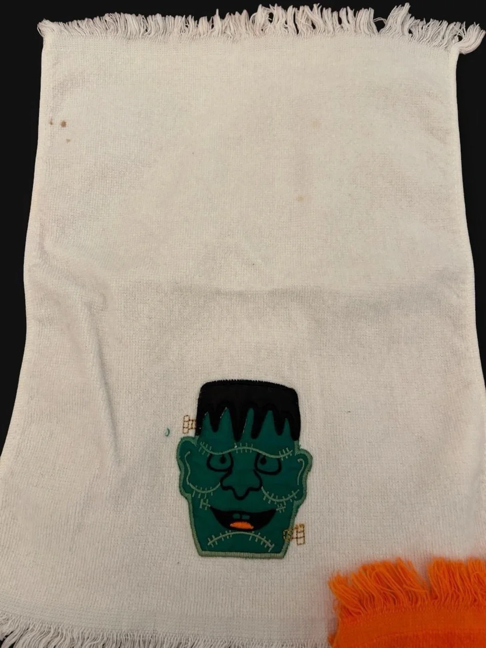 Set of three vintage 1990s decorative Halloween washcloths/dish towels